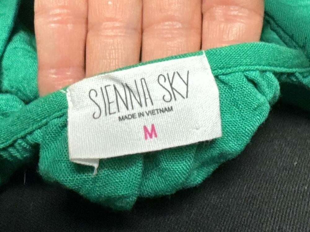 Sienna Sky Green Ruffle Strap Square Neck Tie Back Babydoll Top Medium - Picture 6 of 8